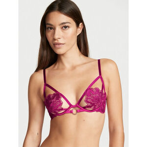 Victoria's Secret Raspberry Cooler Purple Embroidered Unlined Demi Bra 36DD